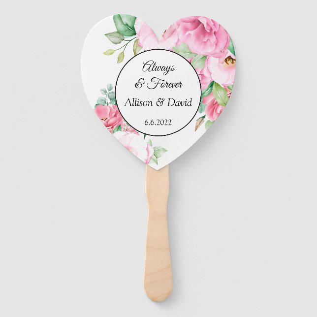 Éventail Ventilateurs mariages à pédales rose Floral (Devant)