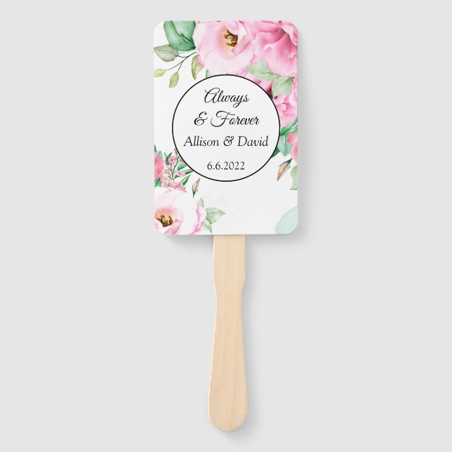 Éventail Ventilateurs mariages à pédales rose Floral (Devant)