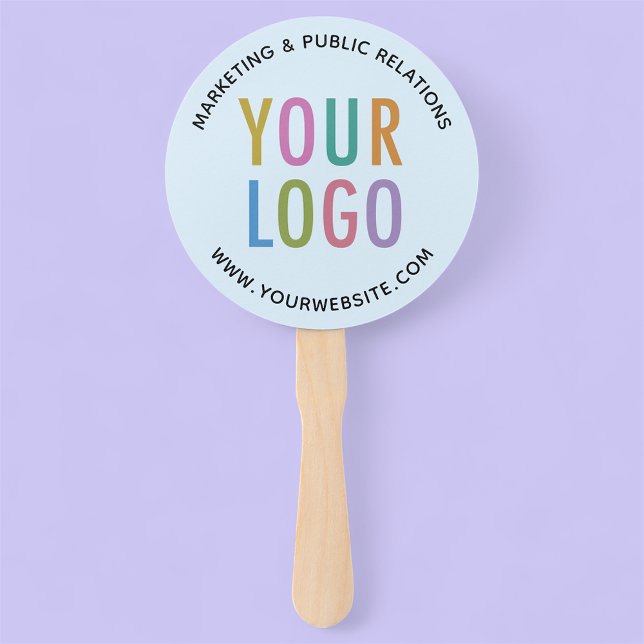 Éventail Ventilateurs pour bébé bleu portatif sur bâton log (MISOOK Light Blue Round Hand Fan with Logo)