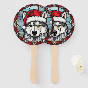 Éventail Verre de Noël teinté Husky de Sibérie