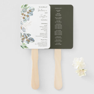 Éventail Vert Budget Aquarelle Eucalyptus main Mariage