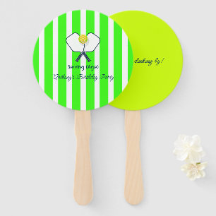 Éventail Vert Néon et Jaune Optique Anniversaire Pickleball
