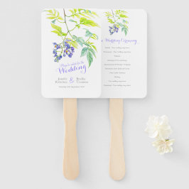 Éventail Vigne fleurie violette fleurs programme de mariage