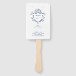 Éventail Vintage Blue Crest Wedding Order of Service Fans