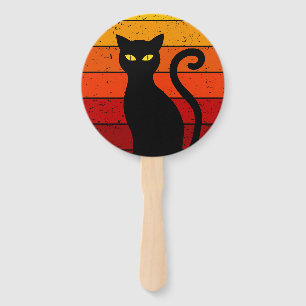 Éventail Vintage Retro Sunset Halloween Black Cat I