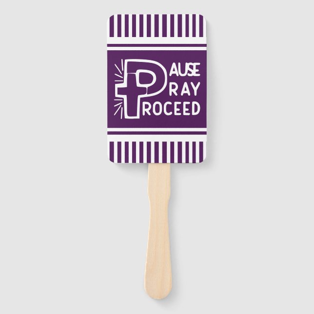Éventail violet Pause Prière Payer Payer Payer Chrétien (Devant)