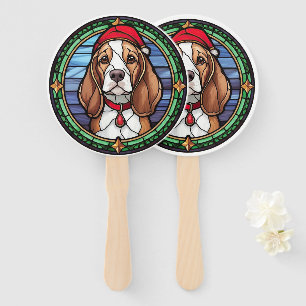 Éventail Vitrail de Noël Beagle