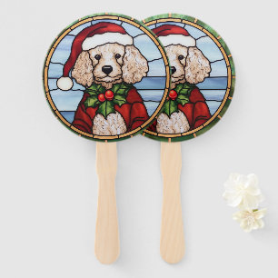 Éventail Vitrail de Noël Caniche