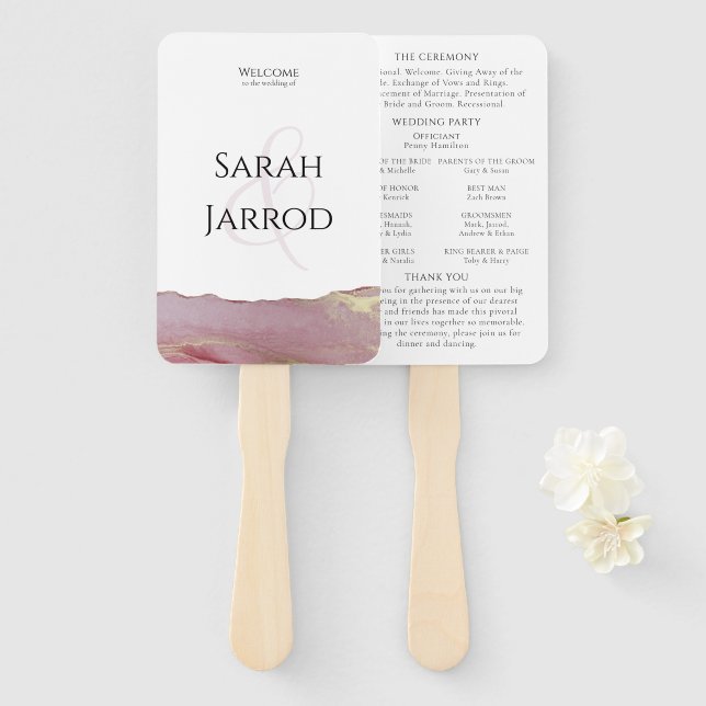 Éventail Viva Magenta Programme de mariage moderne Ensemble (Devant et derrière)