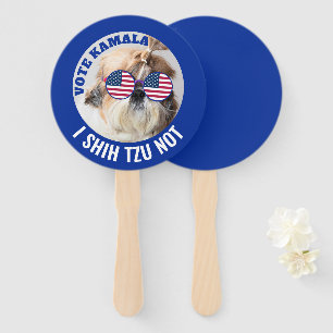 Éventail Vote Kamala USA flag Shih Tzu Pas mignon chien