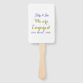 Éventail We are Engaged purple gold name date elegant simpl