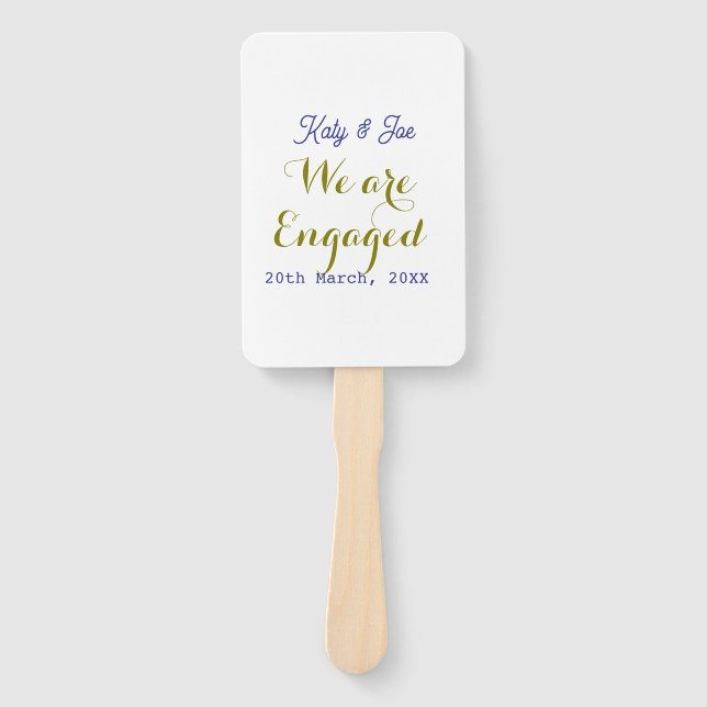 Éventail We are Engaged purple gold name date elegant simpl (Devant)