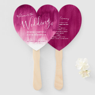Éventail Wedding burgundy abstract moderne art program fans