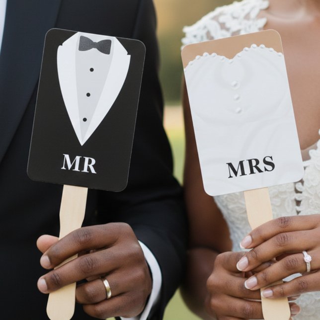 Éventail Wedding Dress Tuxedo Mr Mrs Guess Who Game (Wedding Dress Tuxedo Mr Mrs Guess Who Game Hand Fan
)