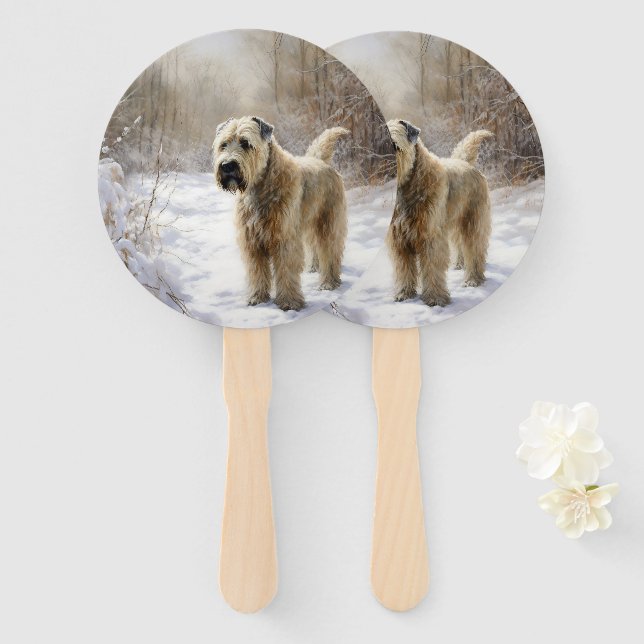 Éventail Wheaten Terrier Laisser neiger Noël (Devant et derrière)