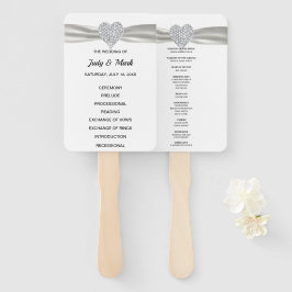 Éventail White Diamond Heart Wedding Programme