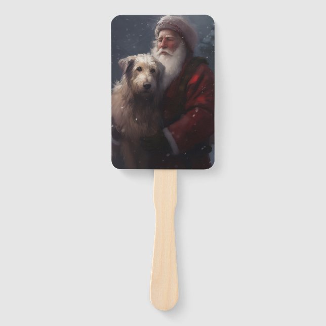 Éventail Wolfhound avec Noël Festif du Père Noël (Devant)