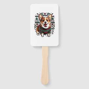 Éventail Xmas Welsh Corgi Père Noël sur Christmas Welsh Cor