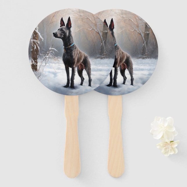 Éventail Xoloitzcuintli Laisser neiger Noël (Devant et derrière)