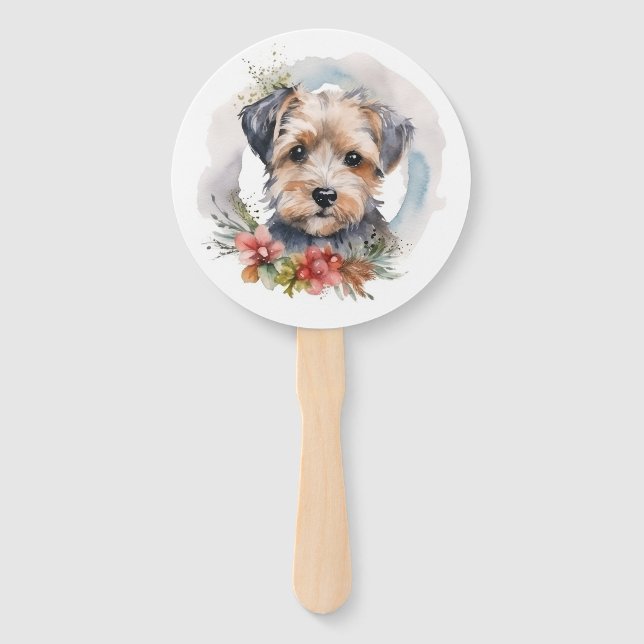 Éventail Yorkipoo Noël Wreath Festive Pup (Devant)