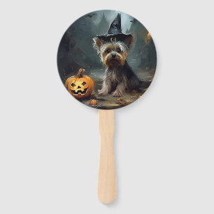 Éventail Yorkshire Terrier Citrouilles Halloween effrayant
