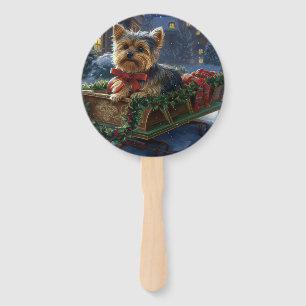 Éventail Yorkshire Terrier Saison de Noël festive