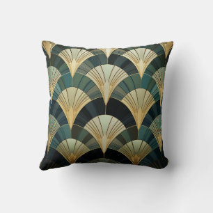 Eventails Art Deco - Or auf Smaragd Kissen
