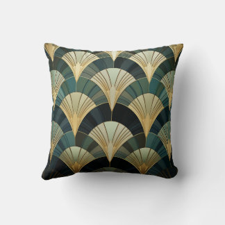 Eventails Art Deco - Or auf Smaragd Kissen