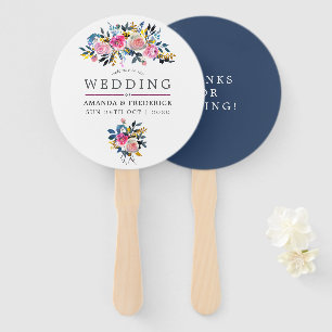 Éventails de mariage floraux à l'aquarelle aux cou