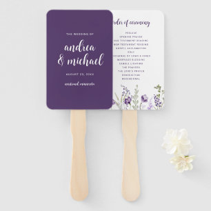 Éventails de programme de mariage à prune violette