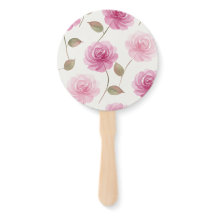Éventails en roseaux aquarelles roses