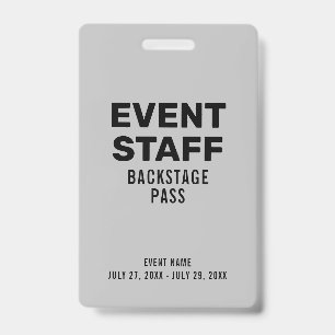 Eventpersonal-Ausweis Grau ID-Ausweis für Mitarbei Ausweis