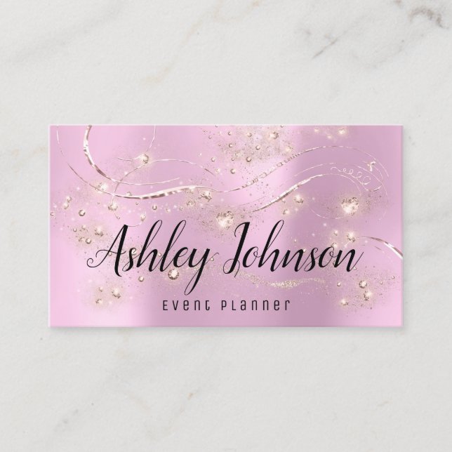 Eventplaner Hochzeit Bridal Pink Rose Gold Makeu Visitenkarte (Vorderseite)
