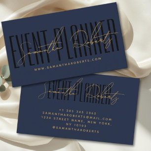 Eventplaner moderne Typografie Schrift navyblau Visitenkarte