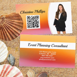 Eventplaner Orange Watercolor Benutzerdefiniertes  Visitenkarte