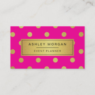 Eventplaner - Pink Gold Glitzer Confetti Dots Visitenkarte