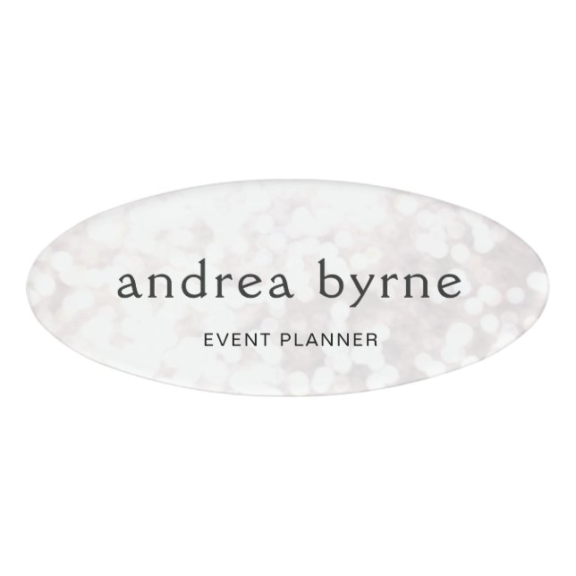 Eventplaner White Bokeh Glitzer Namenschild (Vorderseite)