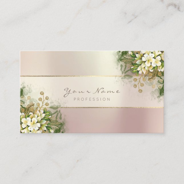 Eventplaner White Emerald Green Rose Pink Gold Gol Visitenkarte (Vorderseite)