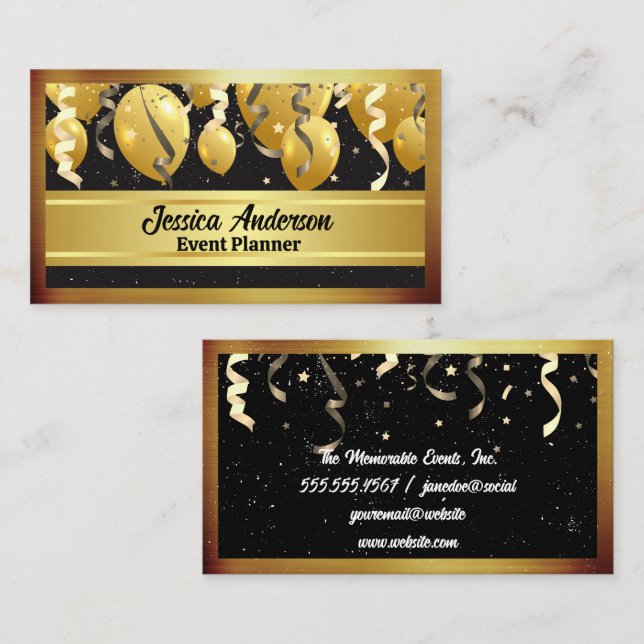 Events Party Balloons | Confetti | Sterne Visitenkarte (Vorne/Hinten)