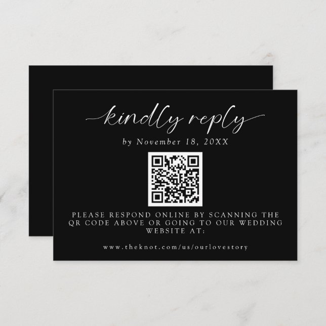 Ever after Wedding Minimal QR Code Kindly Antwort  (Vorne/Hinten)