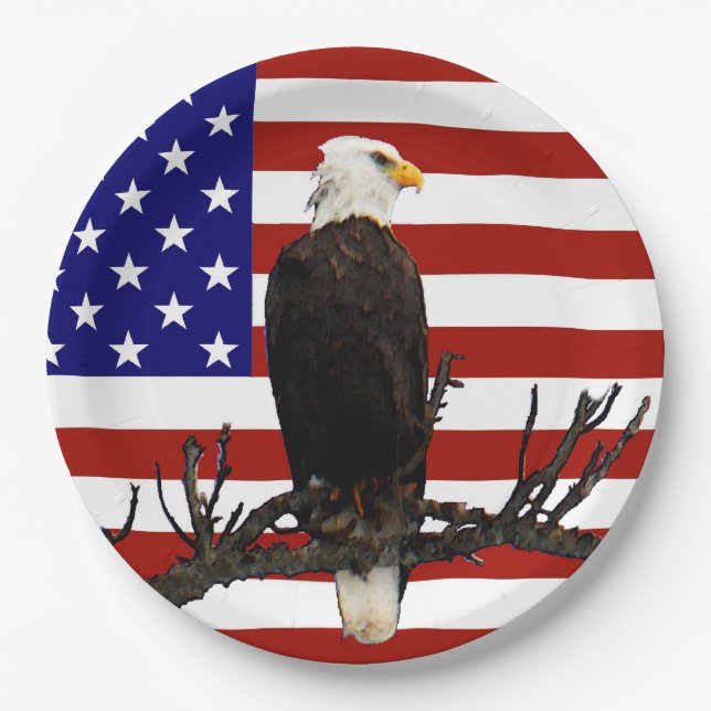 Ever Vigilant Bald Eagle Pappteller (Vorderseite)