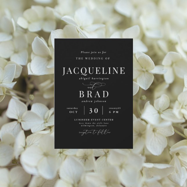 Ever Yours Black Elegant Wedding Einladung (Von Creator hochgeladen)