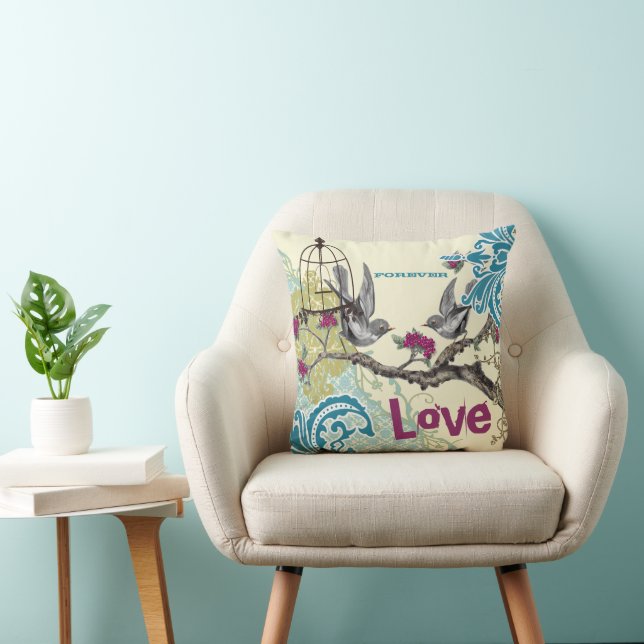 Everafter Bride Aquamarin Limon & Plum Bird Birdca Kissen (Stuhl )
