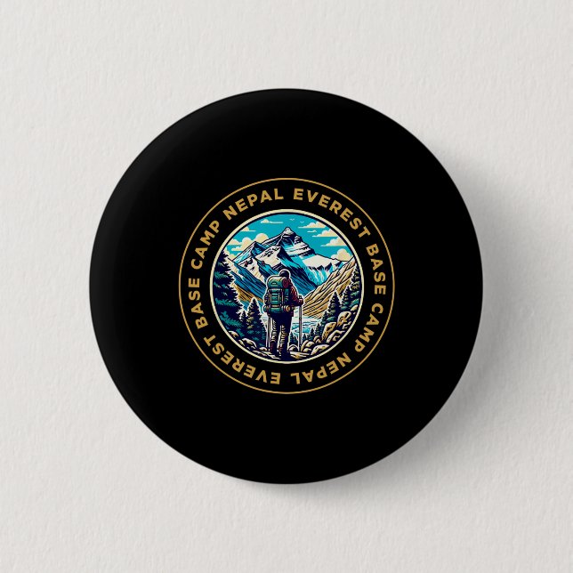 Everest Basislager Nepal Berg Everest Blick Wander Button (Vorderseite)