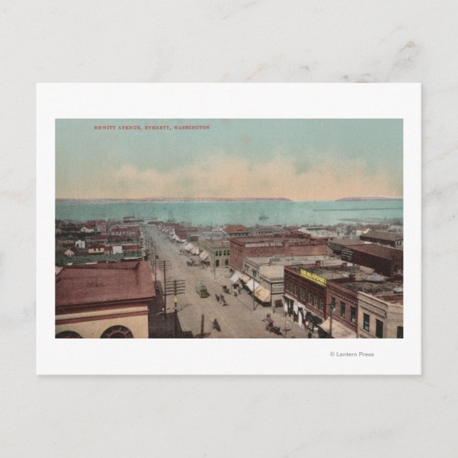 Everett, WAView of Hewitt Ave.Everett, WA Postkarte (Vorderseite)