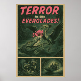 Everglades Comic - Alligator Attack Horror Poster