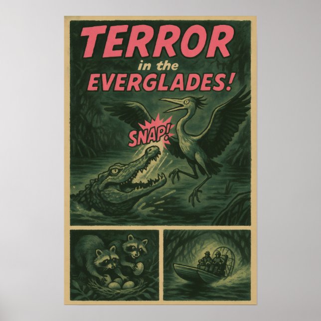 Everglades Comic - Alligator Attack Horror Poster (Vorne)
