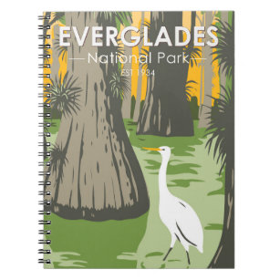 Everglades Nationalpark Florida Egret Vintag Notizblock