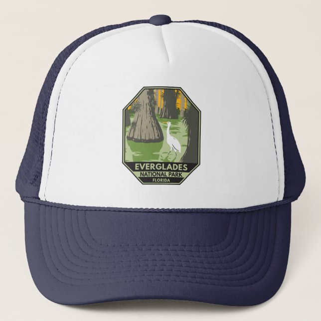 Everglades Nationalpark Florida Egret Vintag Truckerkappe (Vorderseite)