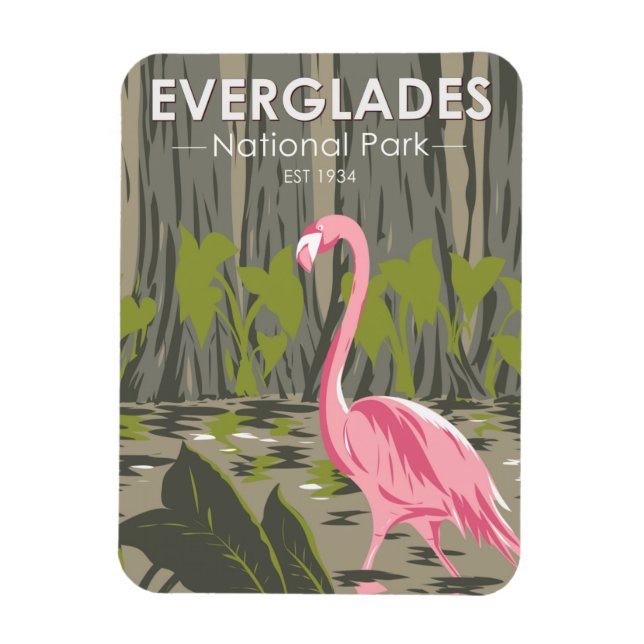 Everglades Nationalpark Florida Flamingo Vintag Magnet (Vertikal)